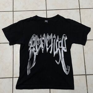 Revenge Clothing Black Tee with Silver Skull Design